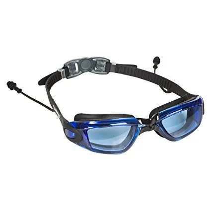 Swim Goggles with Ear Plugs Attached for Men and Women - Adjustable Straps, Silicone Eye Seal, UV Protection and Anti Fog Lenses Swimming Goggle - by Splaqua