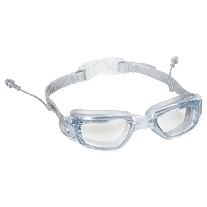 Swim Goggles with Ear Plugs Attached for Men and Women - Adjustable Straps, Silicone Eye Seal, UV Protection and Anti Fog Lenses Swimming Goggle - by Splaqua